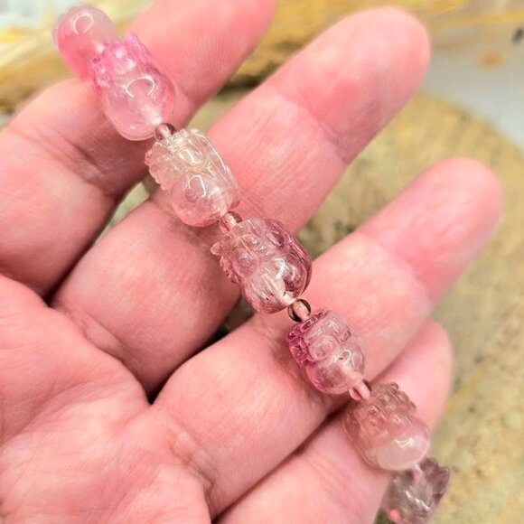 Premium Grade Nature Pink Tourmaline Pi Xiu Bracelet - Picture 2 of 10